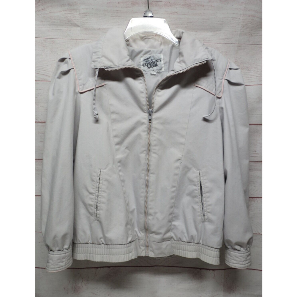 Vintage Be In The Current Seen Jacket Womens Small S 80s 90s Retro Gray Pink